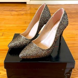 Gold Sequin Pump Heels - Anne Michelle- Size 8